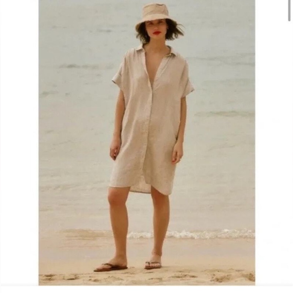 J.Crew ✨Relaxed Fit Linen Shirtdress ✨ 100% Linen ✨Flax ✨ Size Small - Picture 15 of 17